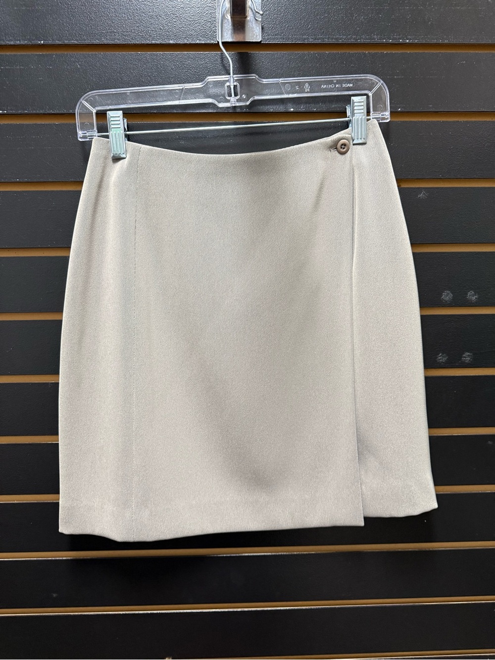 Vintage 90s Preview Collection Taupe mini Wrap Skirt Size 4 Lined